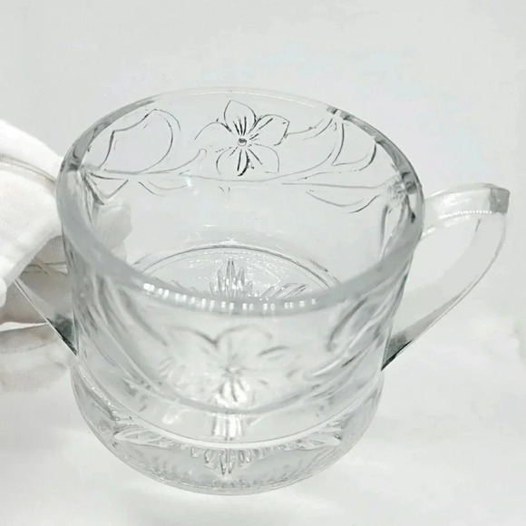 Vintage Clear Glass Sugar and Creamer With Silver Detail - Picture 10 of 14
